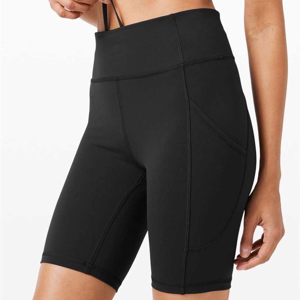 High-Waisted Black Biker Shorts